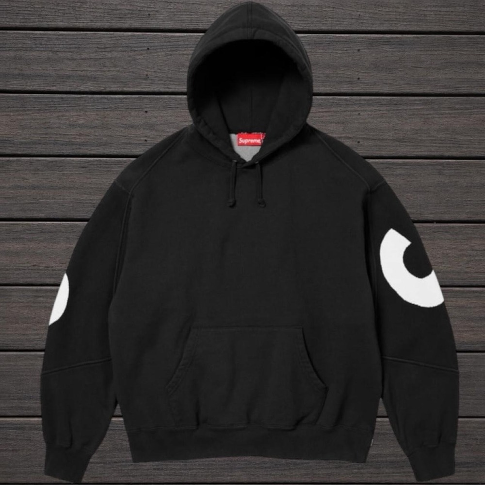 Supreme Jacquard Logo Hoodie – Black White Streetwear Pullover Size Medium